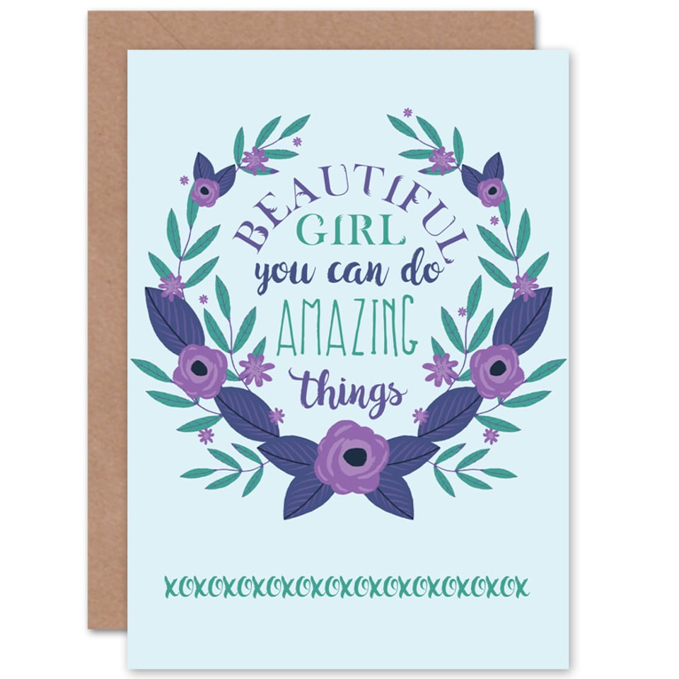 image 1 of Kids Girl Beautiful Amazing Purple Floral Greetings Card