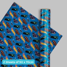 Hot Wheels 2 Sheets & 2 Tags Gift Wrap