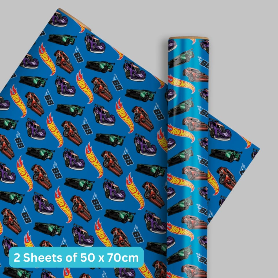 image 1 of Hot Wheels 2 Sheets & 2 Tags Gift Wrap