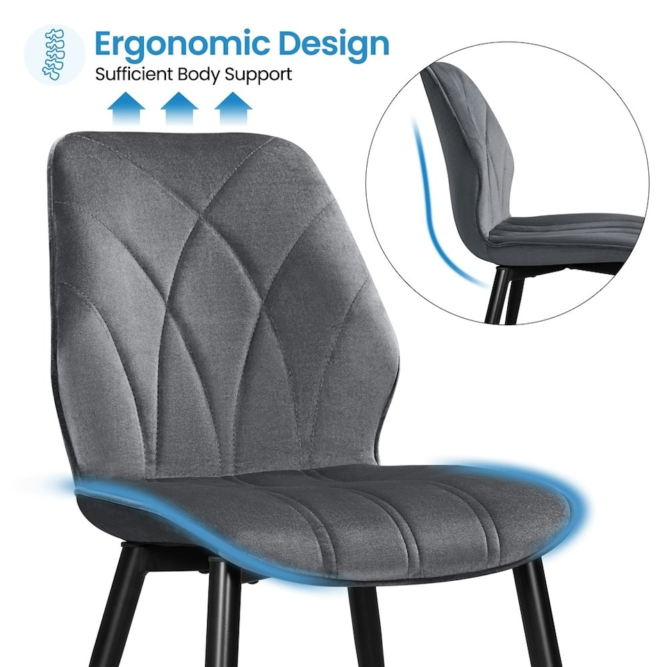 image 1 of Yaheetech Set of 2 Faux Leather Dining Kitchen Chairs Grey | Dark Grey
