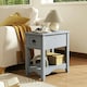 image 3 of COSTWAY Nightstand Side End Table Retro Side Table Grey Grey