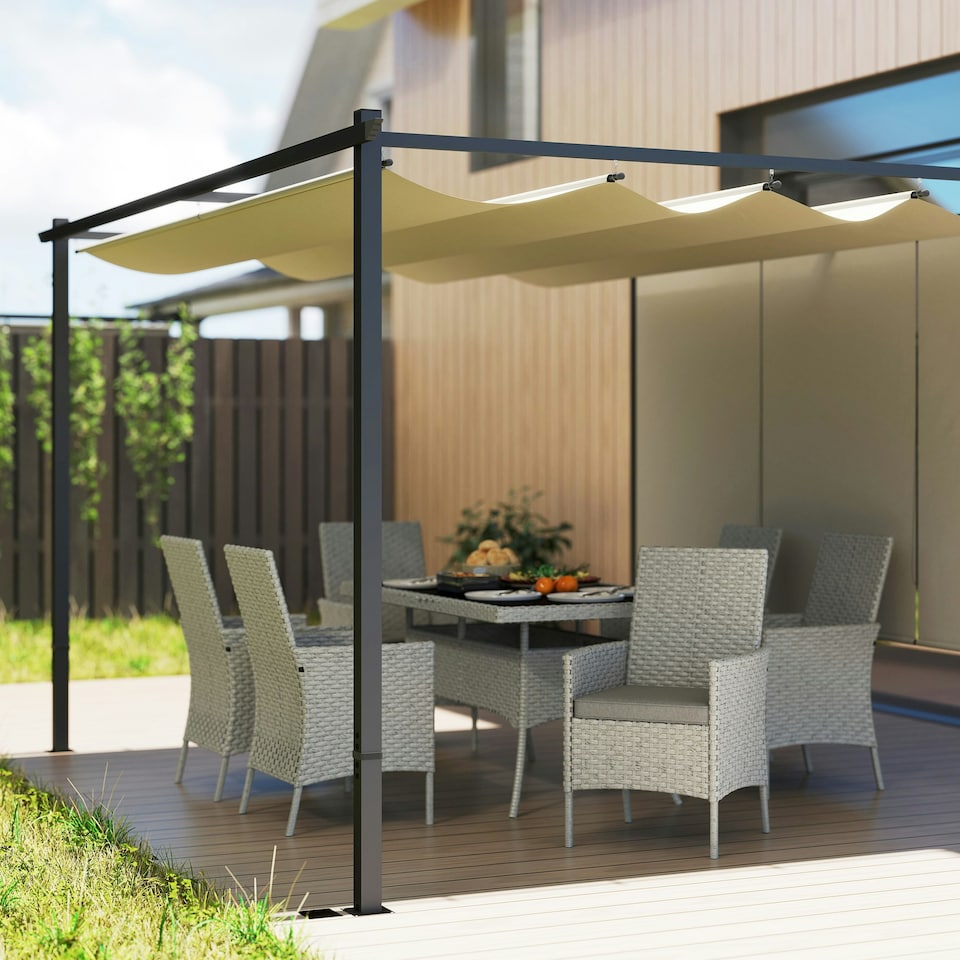 image 1 of Outsunny 6 Seater Rattan Garden Furniture Set with Cushions