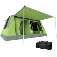 Outsunny Two Room Dome Tent Camping Shelter w/ Porch and Portable Carry Bag