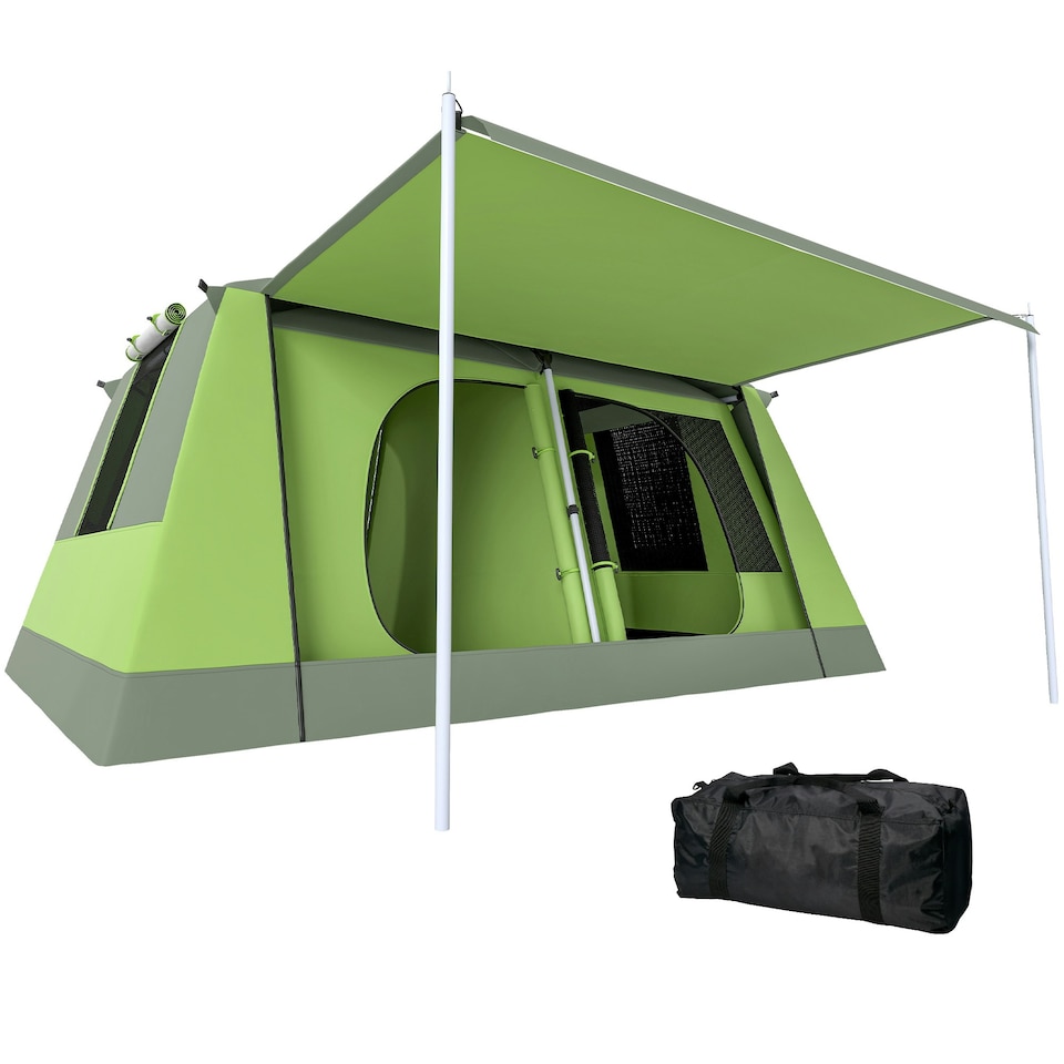 image 1 of Outsunny Two Room Dome Tent Camping Shelter w/ Porch and Portable Carry Bag