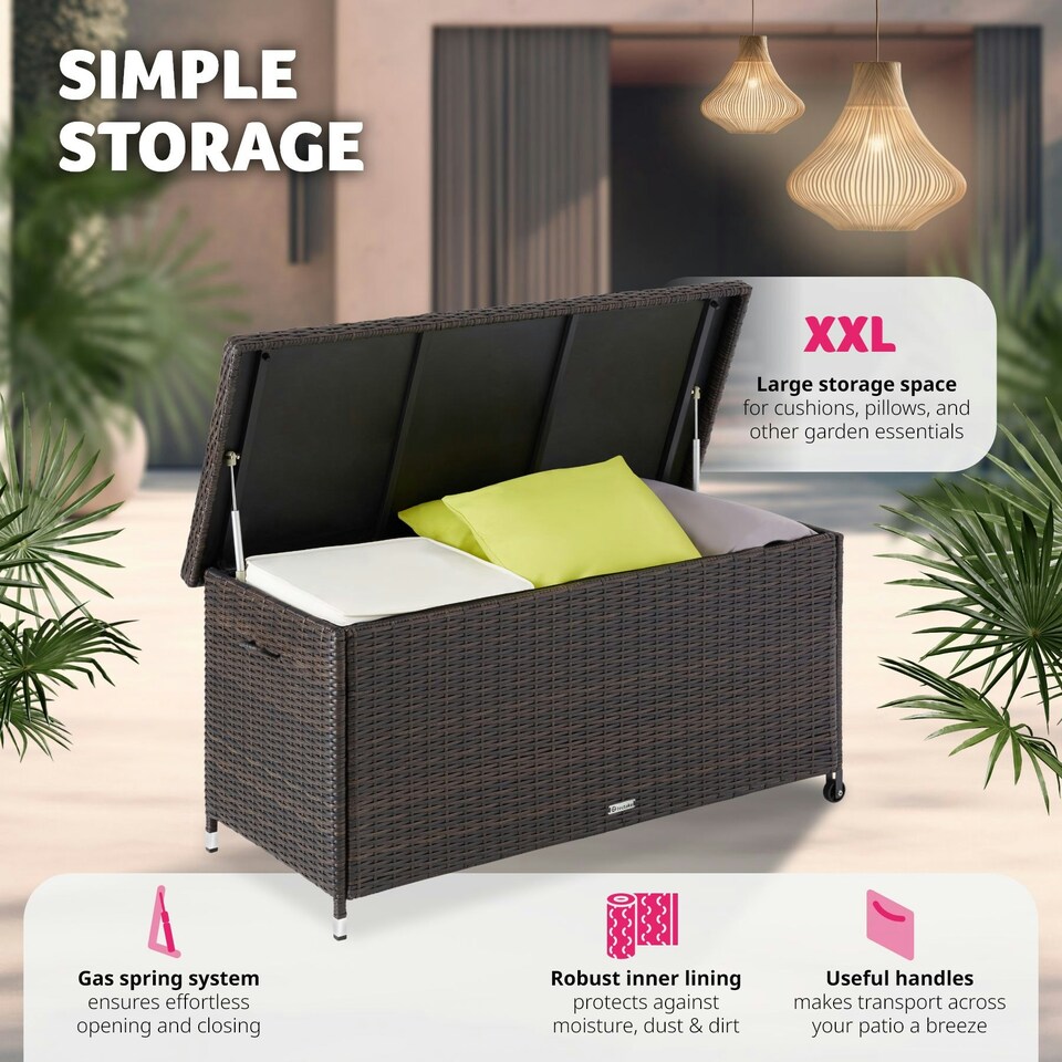 image 1 of Storage Box Kiruna - rattan garden furniture cushion storage 120 x 55 x 61.5 cm Brown