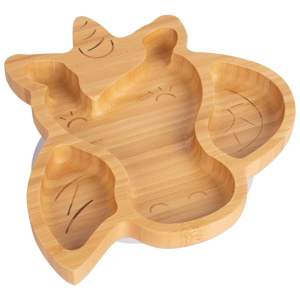 image 1 of Tiny Dining Children's Bamboo Suction Unicorn Plate - White White