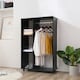 image 2 of HOMCOM Open Wardrobe on Wheels, Bedroom Wardrobe with Clothes Hanging Rail, 3 Storage Shelves, Mobile Garment Rack for Cloakroom, Hallway, Black