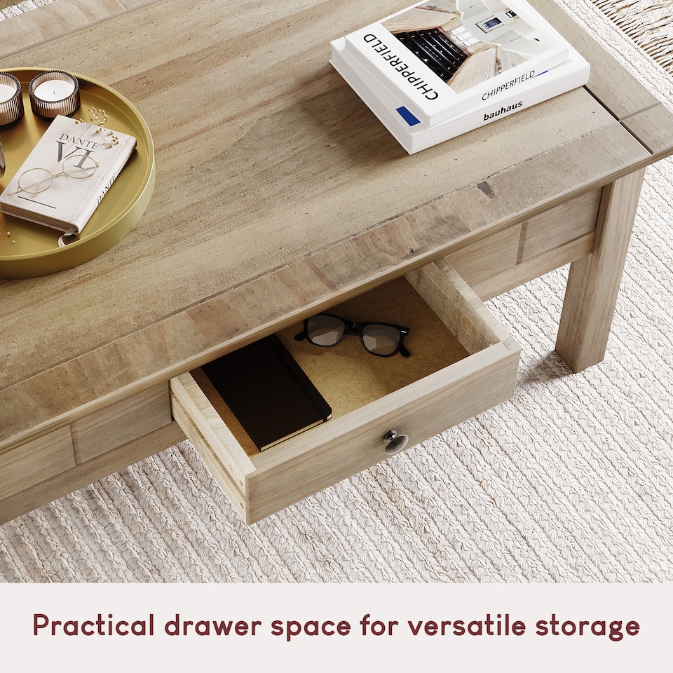 image 1 of Vida Designs Panama 1 Drawer Storage Coffee Table, Solid Pine Wood