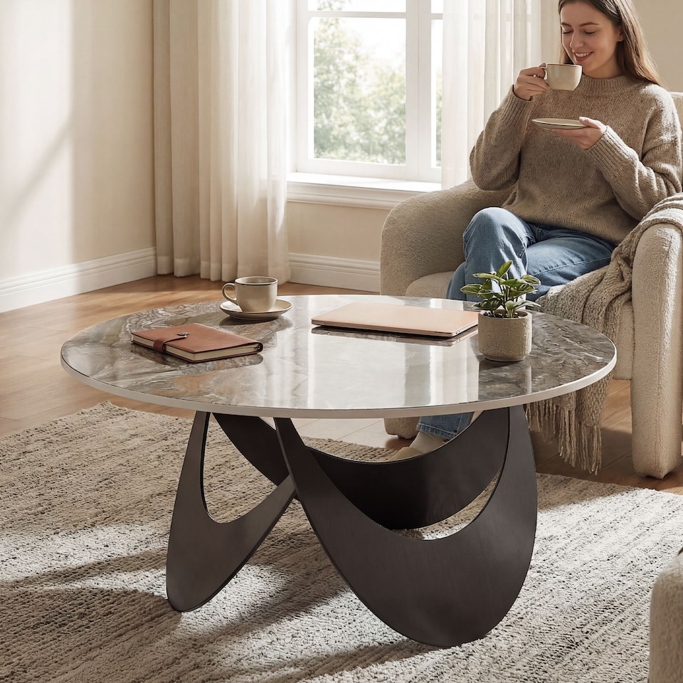 image 1 of HOMCOM Coffee Table Sintered Stone Top