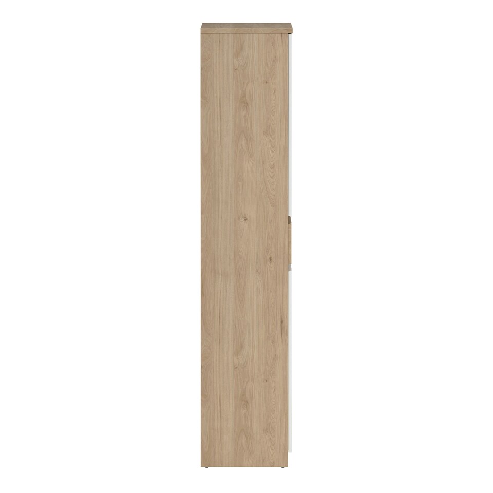 image 1 of Naia Shoe Cabinet with 4 Doors 1 Drawer in Jackson Hickory Oak and White