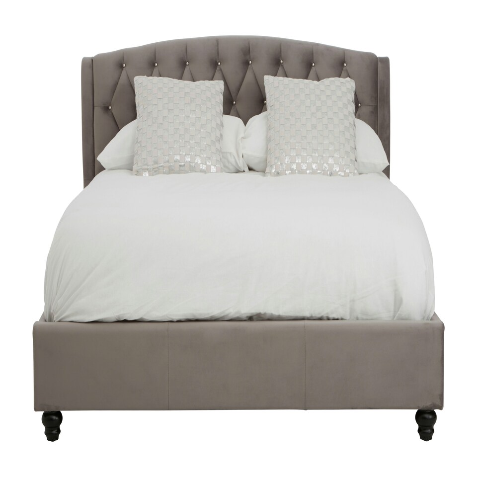 image 1 of Interiors By Premier Grey Velvet King Bed