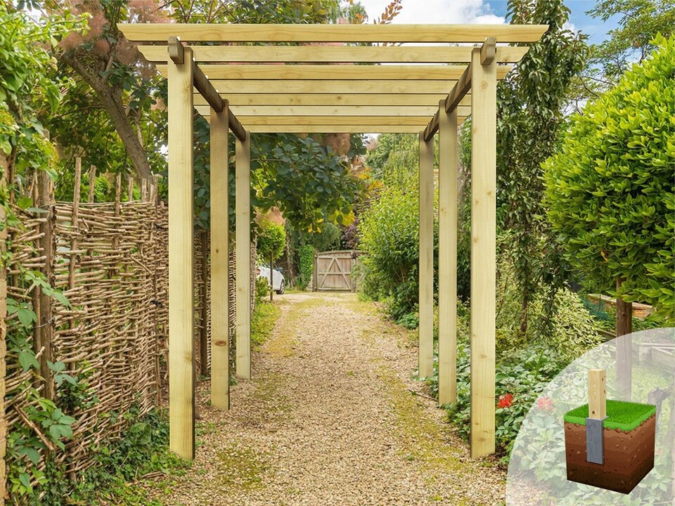 image 1 of eDecks HD Royal Walkway Garden Pergola w/ Steel Spikes 2.1m - 2.4 x 4.8m