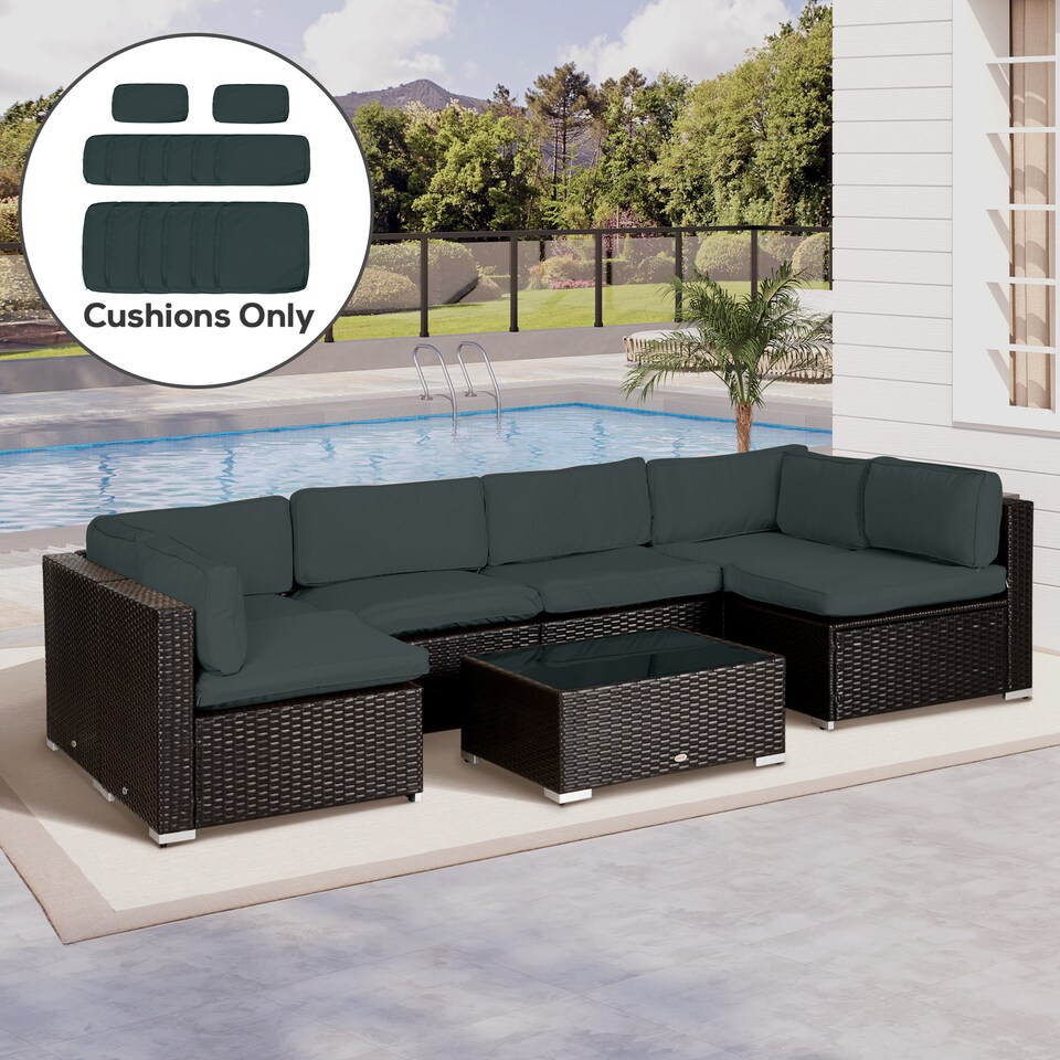 image 1 of Outsunny Garden Rattan Sofa Set Polyester Cover Replacement No Cushion | Grey | Grey | 4