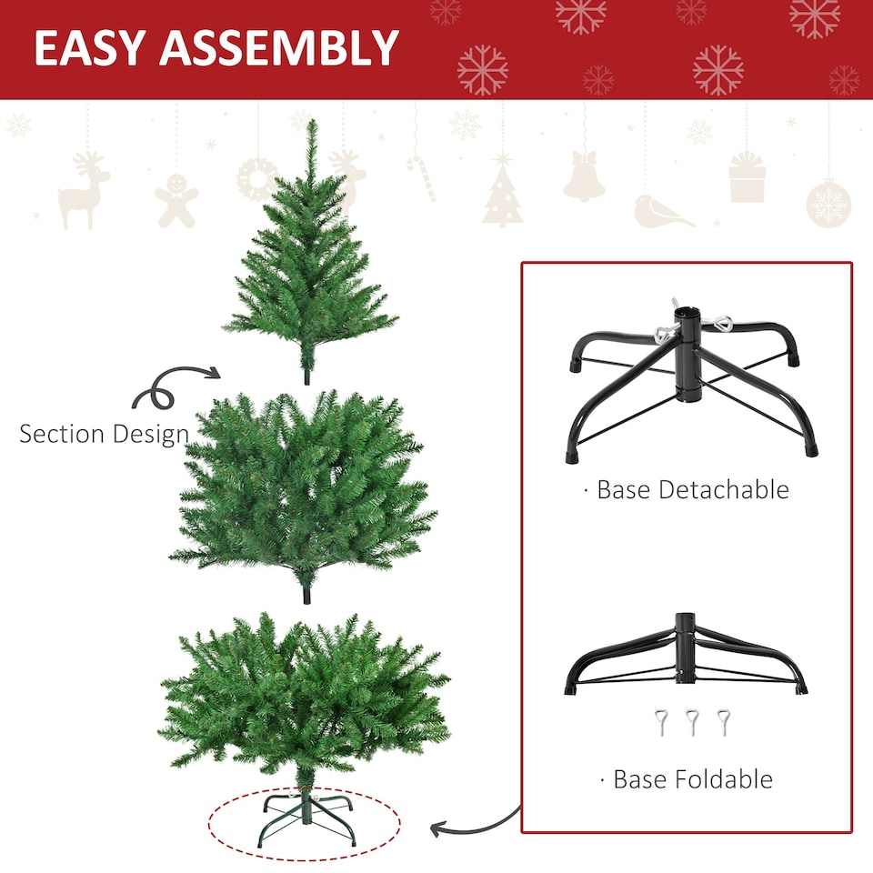 image 1 of HOMCOM 5FT Prelit Artificial Christmas Tree w/ Warm White Light Xmas Decoration