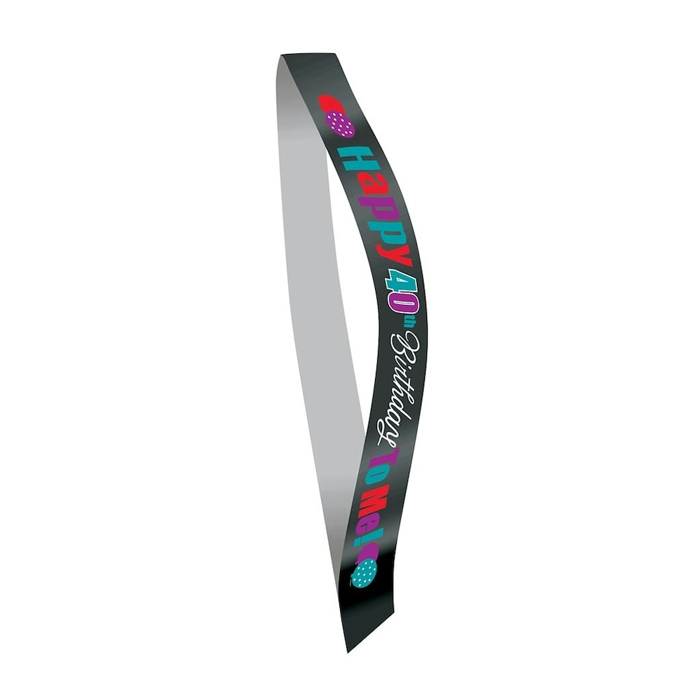 image 1 of Unique Party Cheer Satin 40th Birthday Party Sash - Black - One Size