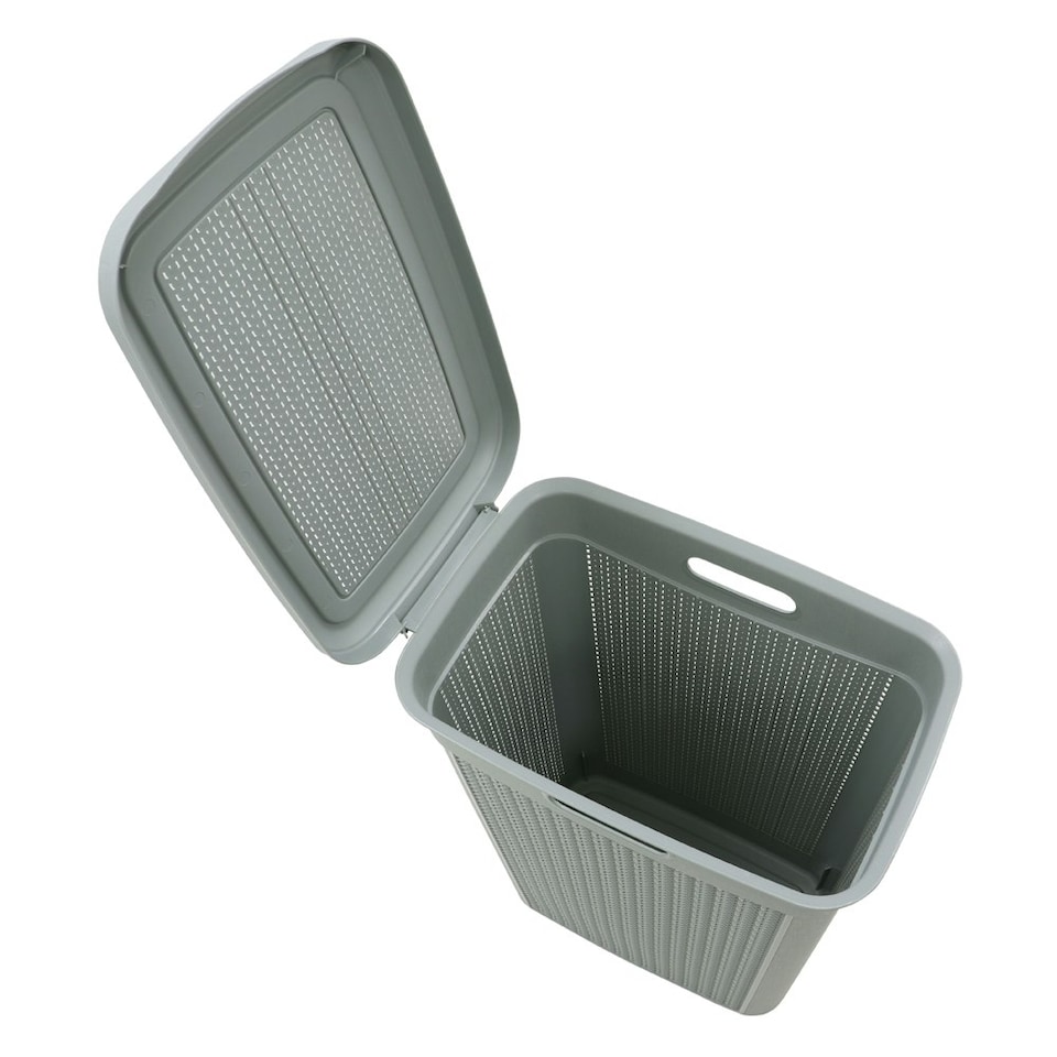 image 1 of JVL 43L Knit Design Slim Loop Plastic Laundry Basket - Grey Grey