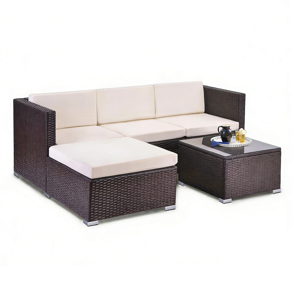 image 1 of MCC Direct Rattan Corner Sofa Chair and Table Outdoor Patio Garden Furniture set Rupert