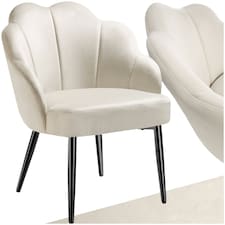 Accent Chair Hellen - velvet cover, padded, extra-wide shell-shaped backrest - per piece Cream | Cream/Black