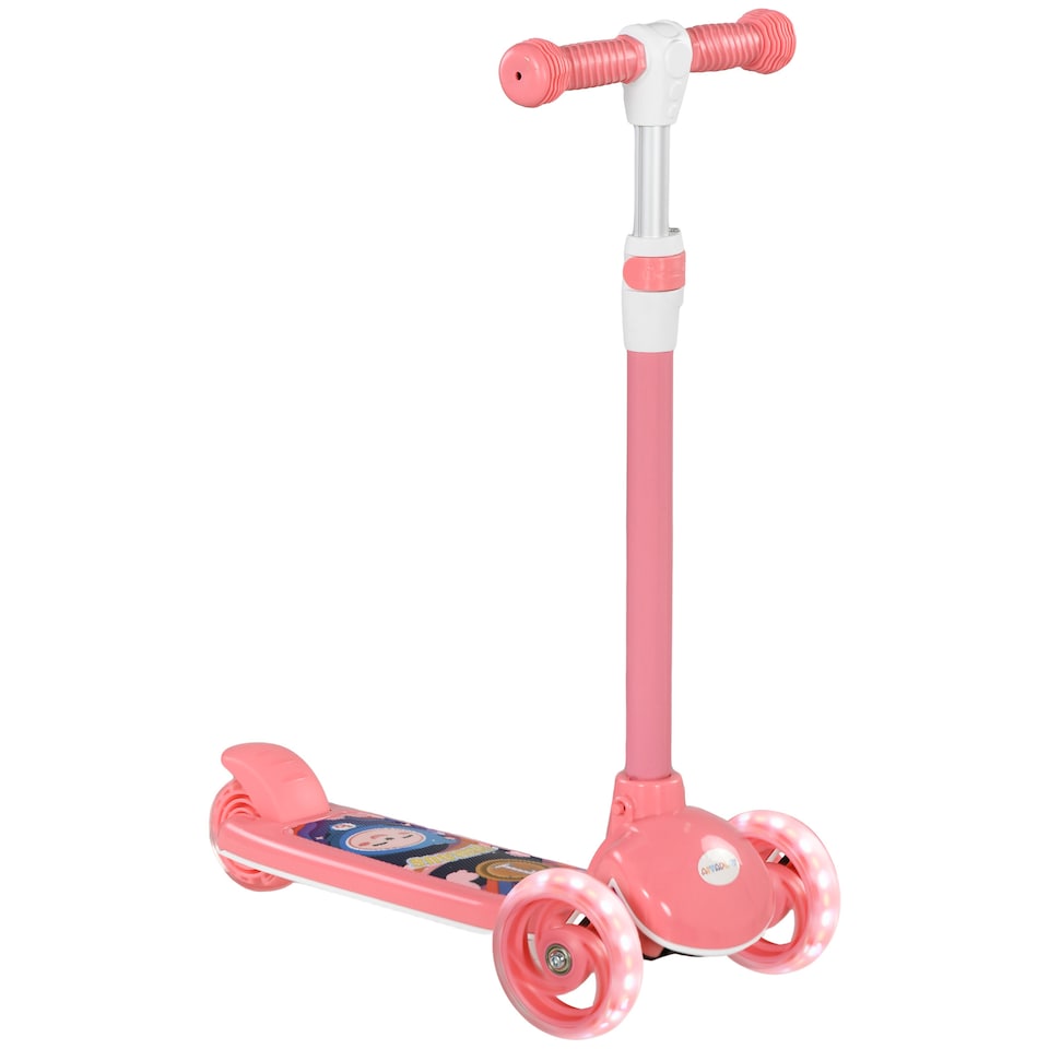 image 1 of AIYAPLAY Kids Scooter, 3 Wheel Scooter for Toddlers Ages 2-6, with 3-level Adjustable Height, LED Light, TPE Handlebar, Kick Scooter for Boys and Girls | Pink | Pink