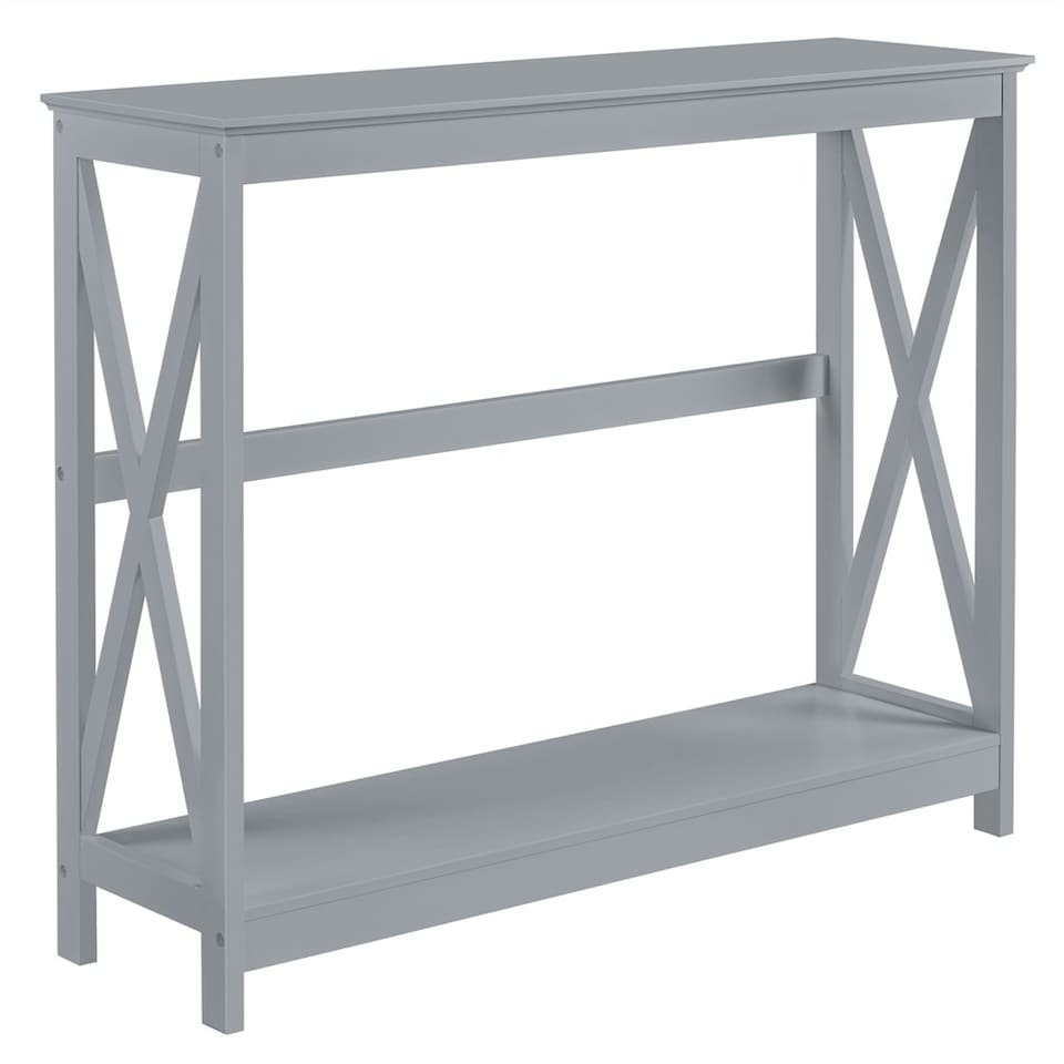 image 1 of Yaheetech  2-Tier Narrow Sofa Table with X-Shape Enforcement Structures
