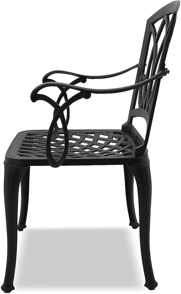 image 1 of Centurion Supports POSITANO Luxurious Garden and Patio Table and 4 Large Chairs with Armrests Cast Aluminium Bistro Set - Black