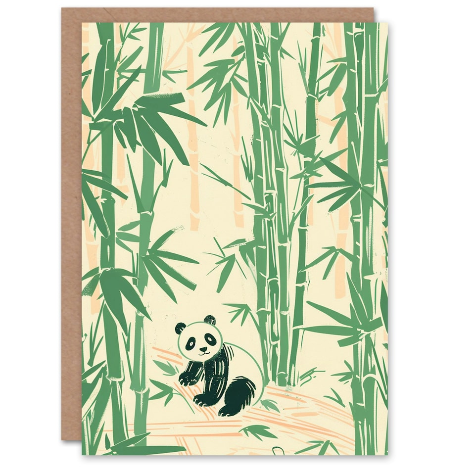 image 1 of Cute Bright Bamboo Forest Arty Occasion Baby Birthday Card