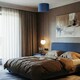 image 5 of Soft Velvet Midnight Blue Fabric Round Lamp Shade for Table or Pendant Blue