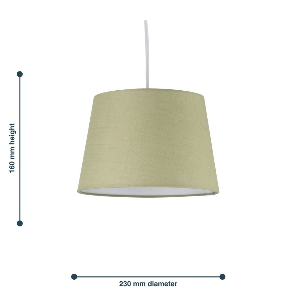 image 1 of Sage Green Cotton 23cm Tapered Cylinder Pendant or Lamp Shade Green
