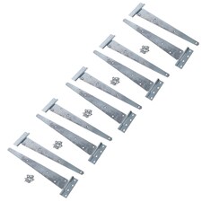 16in / 400mm Heavy Duty T Tee Hinges For Shed + Garden Gates Zinc Plated 10pc