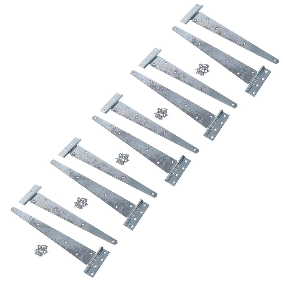 image 1 of 16in / 400mm Heavy Duty T Tee Hinges For Shed + Garden Gates Zinc Plated 10pc
