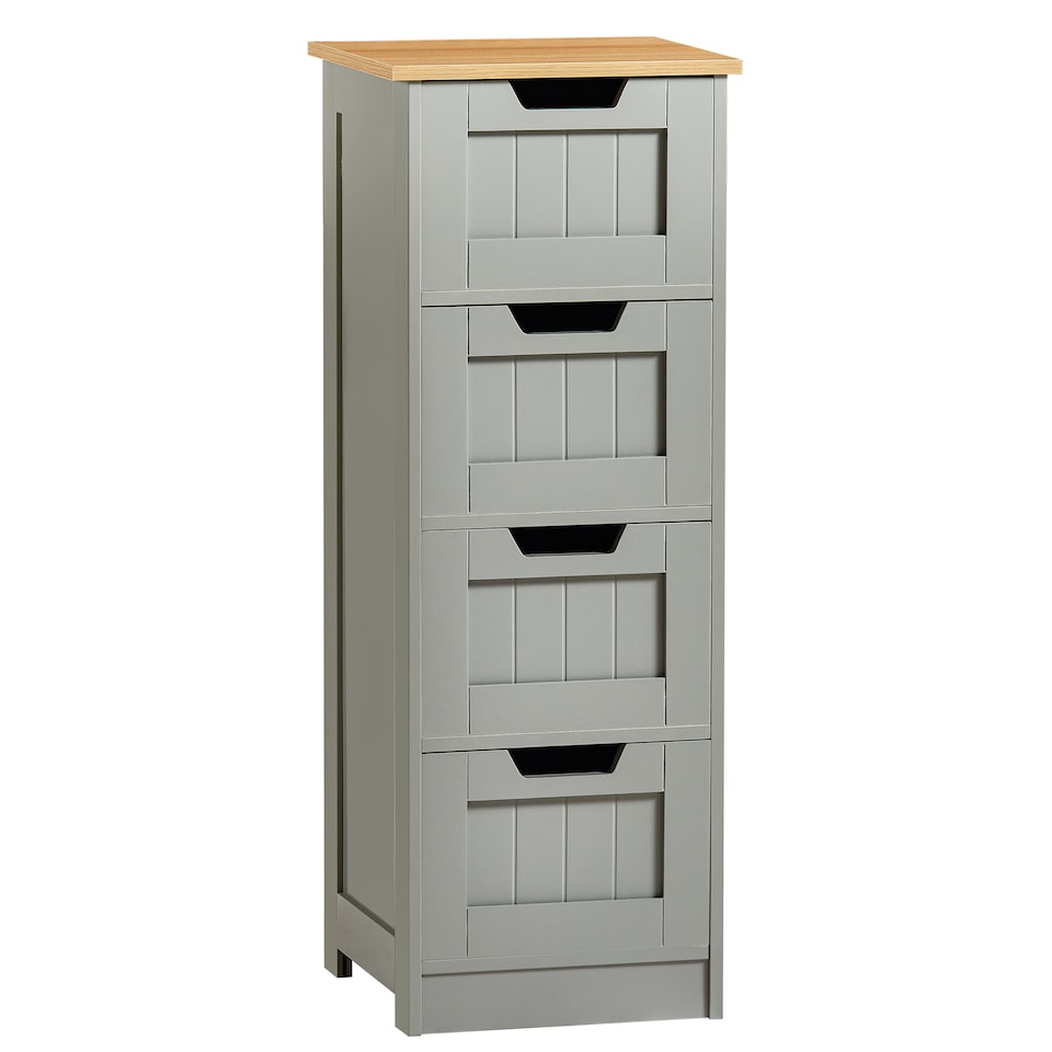 image 1 of Bath Vida Priano 4 Drawer Freestanding Bathroom Storage Cabinet, Grey & Oak | Grey | Grey & Oak | 1