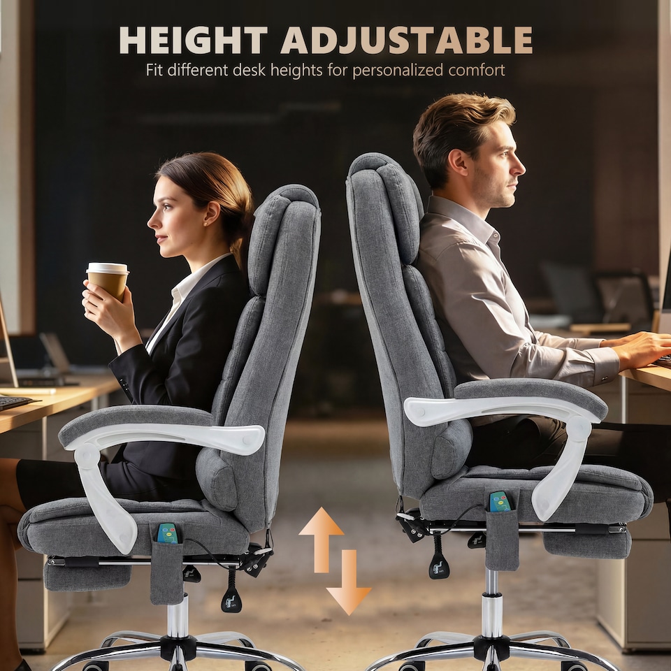 image 1 of Vinsetto Ergonomic Heated 6 Points Vibration Massage Office Chair, Grey