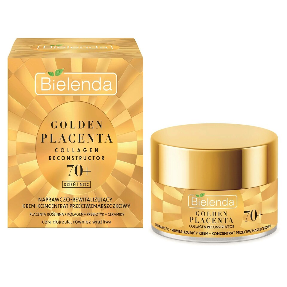 image 1 of Bielenda Golden Placenta Collagen Reconstructor Repairing Revitalizing Anti Wrinkle Cream 70+ Day/Night 50ml