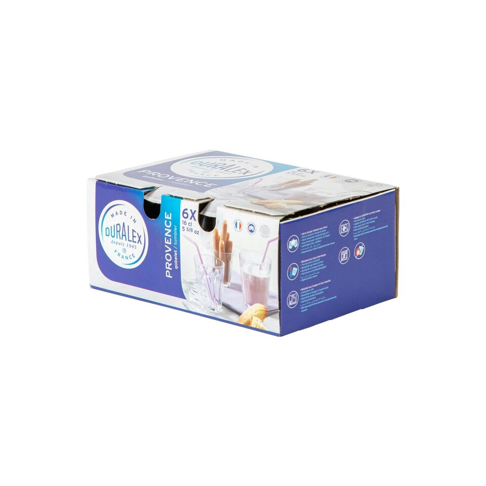 image 1 of Duralex Provence Water / Juice Traditional Tumbler Glasses - 160ml - Pack of 6 Clear