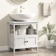 image 2 of kleankin Pedestal Under Sink Cabinet with Double Doors, Modern Bathroom Vanity Storage Unit with Shelves, White | White | White