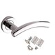 image 1 of Golden Grace 1 Set Arched T-Bar Lever Door Handle on Round Rose in Polished Chrome Finish with Latch & Hinges Chrome