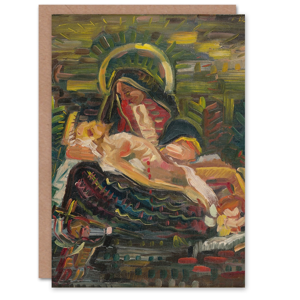 image 1 of Arnold Weisz Kubincan Art Card Pieta Virgin Mary and Christ