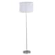 image 1 of First Choice Lighting Chrome Stick Floor Lamp with White Laser Cut Shade Chrome | White