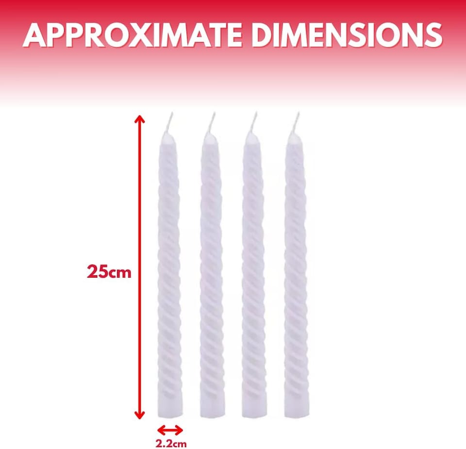 image 1 of Marco Paul Pack of 4 White Twist Taper Candles 25cm
