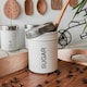 image 5 of Harbour Housewares White Round Metal Kitchen Sugar Canister Kitchen Caddy Kitchen Storage Containers Canisters