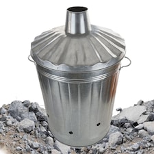 2 x 90 Litre Galvanised Metal Incinerator Fire Burning Bin with Lid & Riveted Handles