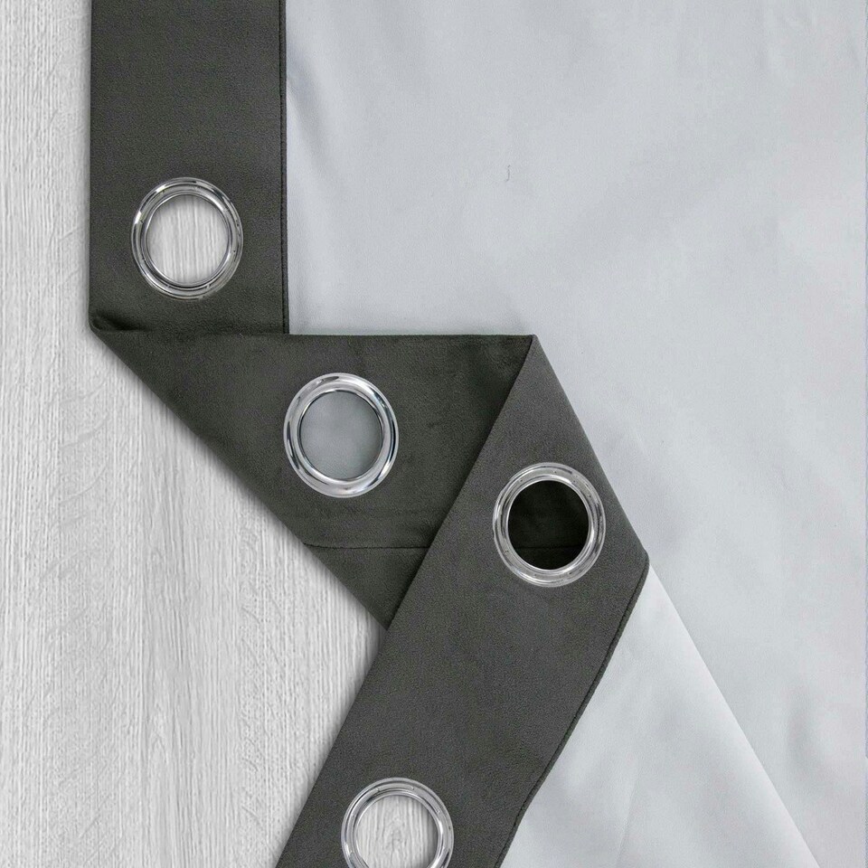 image 1 of Homescapes Thermal 100% Blackout Grey Velvet Curtains - 66 x 72" Grey