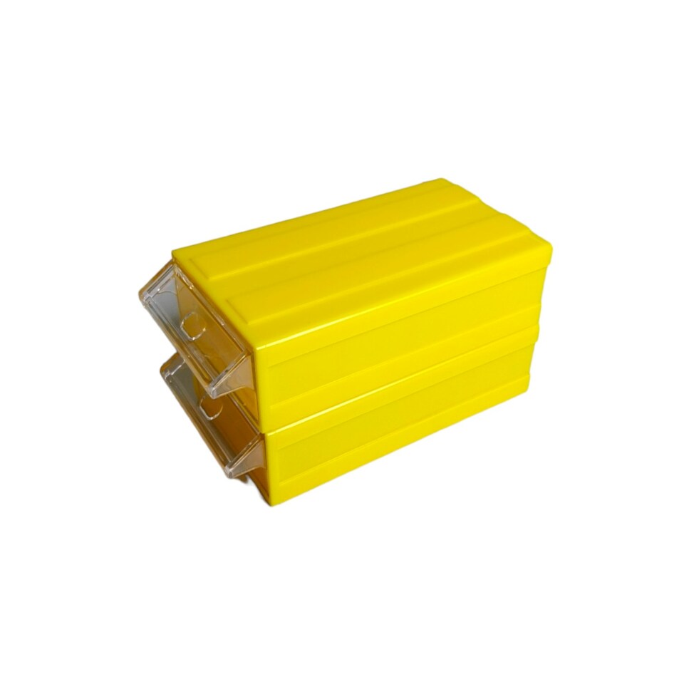 image 1 of Yellow Stackable Plastic Storage Drawers L183xW110xH61mm with Removable Compartments