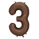 image 1 of Mocha Brown Number 3 Helium Foil Giant Balloon 86cm / 34 in | Brown