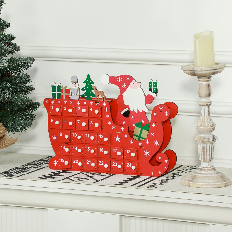 image 1 of HOMCOM Advent Calendar, Christmas Countdown Calendar with 24 Drawers