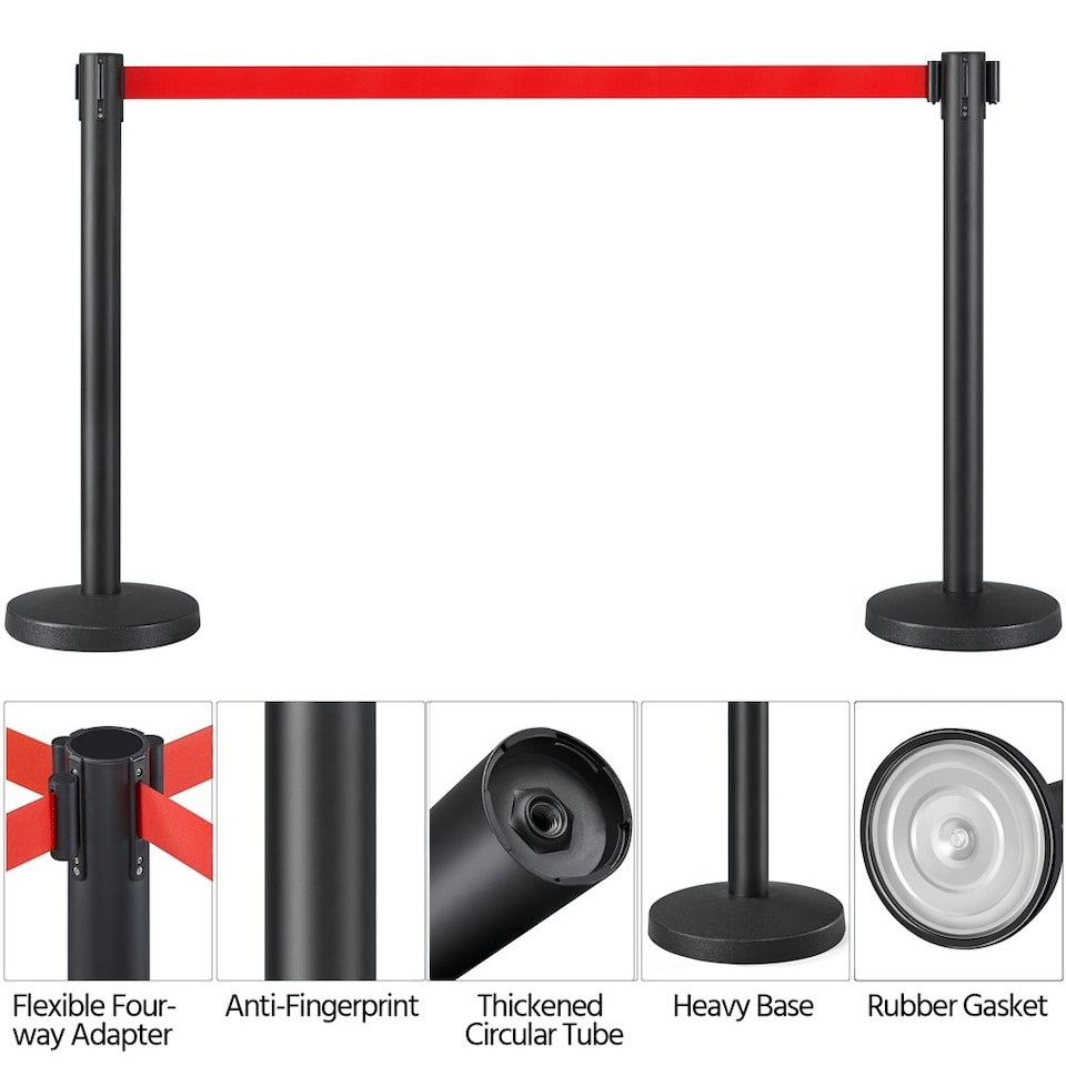 image 1 of Yaheetech Retractable Belt Stanchion Set