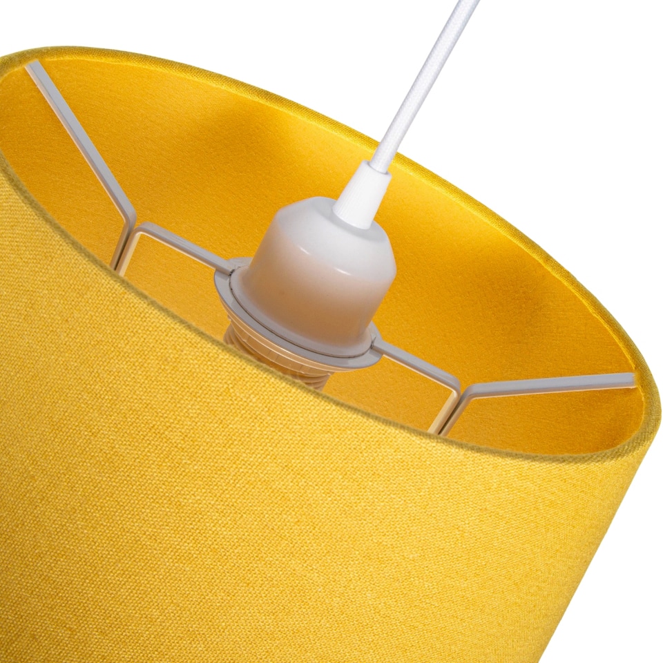 image 1 of Traditional 30cm Mustard Ochre Linen Fabric Drum Table/Pendant Shade 60w Maximum | Yellow