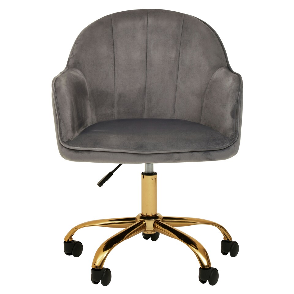 image 1 of Interiors by Premier Brent Grey Velvet And Gold Base Home Office Chair