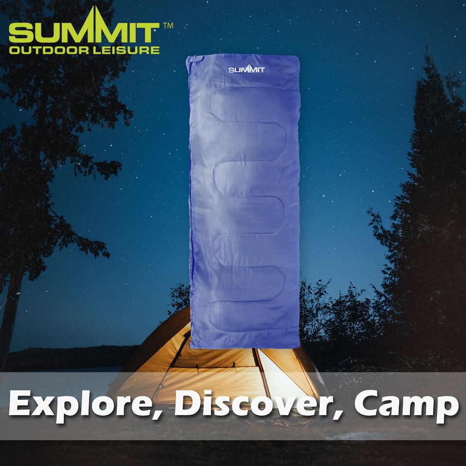 image 1 of vfm-estore Summit Trekker Envelope Sleeping Bag Single - Blue, 180 x 75 cm