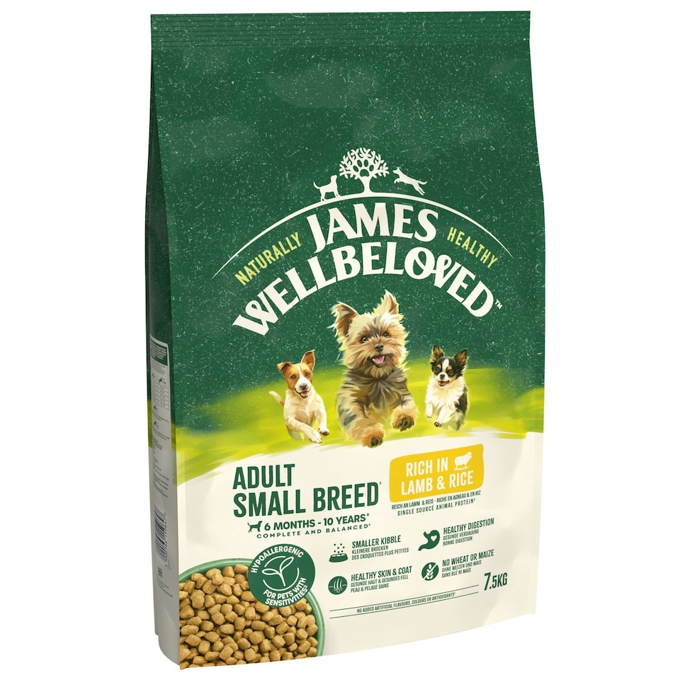 image 1 of James Wellbeloved Small Breed Adult Dry Dog Food Rich in Lamb & Rice 7.5kg